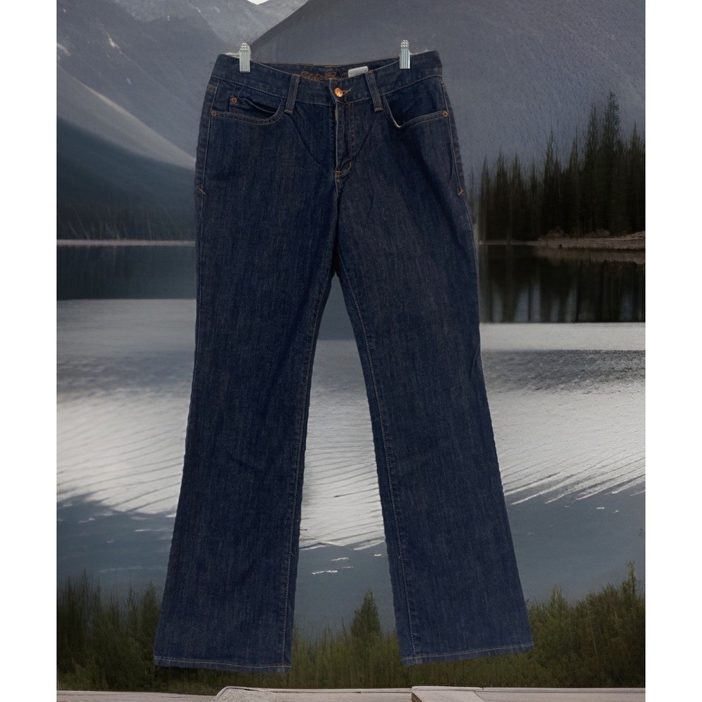 Eddie Bauer Curvy Boot Cut Jeans 4 Womens 30x29 Specially Dyed Brook Wash Horse